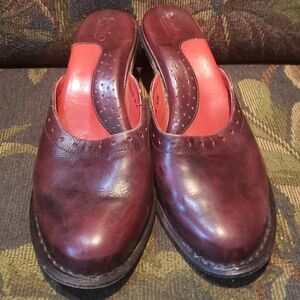 Bolo oxblood red leather slide clog with heel women's size 8 shoe